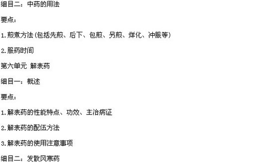 2015年中医执业医师《中药学》考试大纲