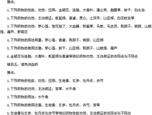 2015年中医执业医师《中药学》考试大纲