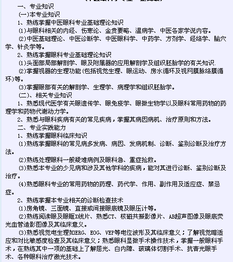 卫生系列高级专业技术资格考试（中医眼科专业-正高级）