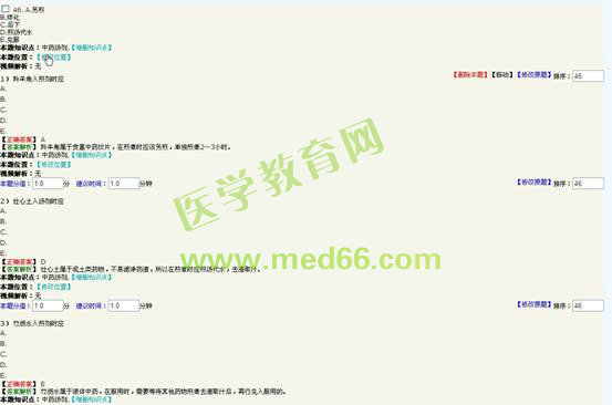 2016年执业中药师考试《中药学综合知识与技能》医学教育网题库与试题对比