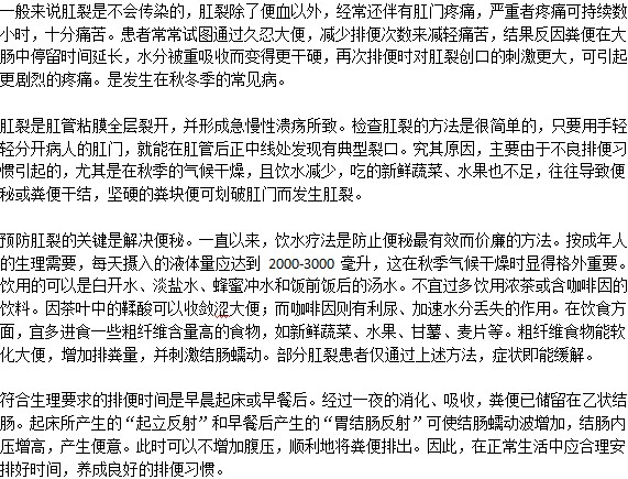 得了肛裂会传染给别人吗？