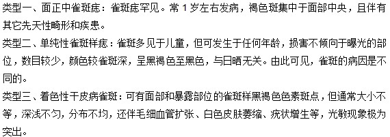 雀斑有哪三种常见的类型？