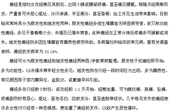 痛经的发病率为33.19%