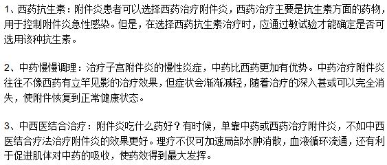 附件炎患者吃什么药有助于病情的控制