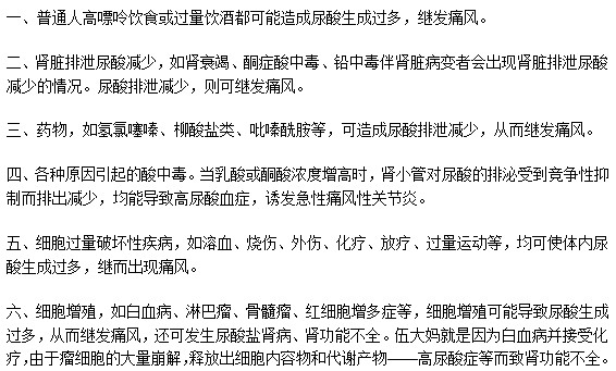 过继性痛风临床上最常见的六种病因