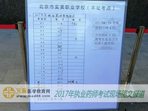 2017年执业药师考试北京考点指示牌展示