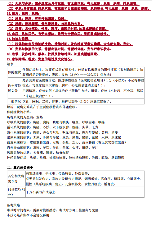 2018年临床执业助理医师实践技能考试病史采集模板