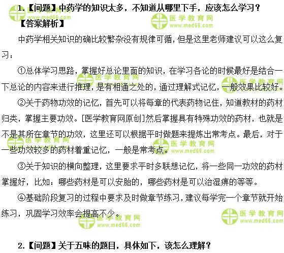 医学教育网主管中药师:《答疑周刊》2019年第4期