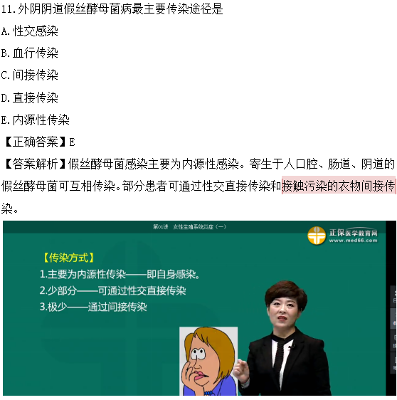 医学教育网课程vs2018年临床执业医师试题图文对比第四单元（2）