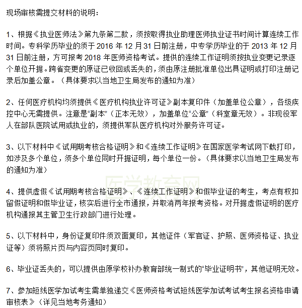 本科学历报考2019年临床执业医师考试需要提交什么材料?