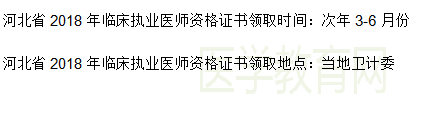 河北省2018年临床执业医师资格证书