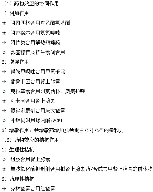 药效学方面的药物相互作用--执业药师知识点