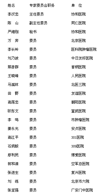 北京医师协会泌尿科专家委员会名单