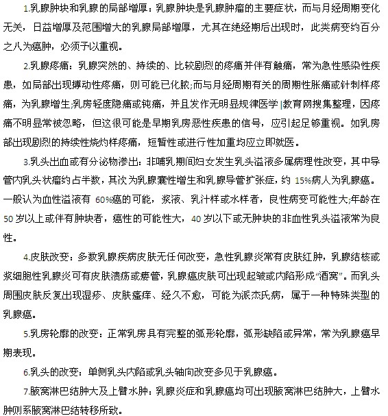 出现哪7种乳房症状应尽早就诊治疗