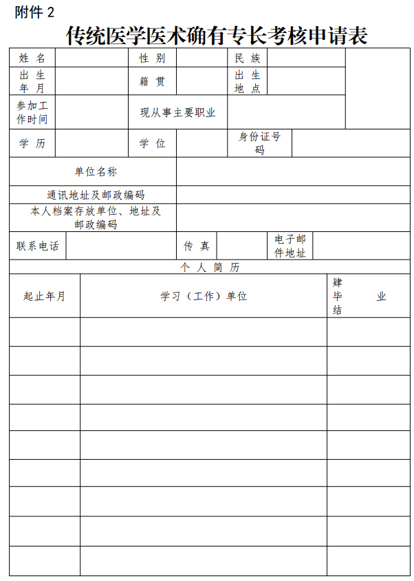 2017年四川省凉山彝族自治州传统医学师承和确有专长考核申请表