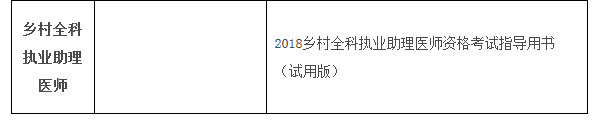 2018国家乡村全科助理医师考试教材叫什么