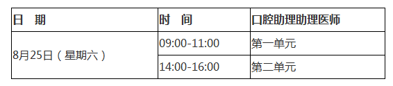 2018年口腔执业助理医师笔试考试具体安排