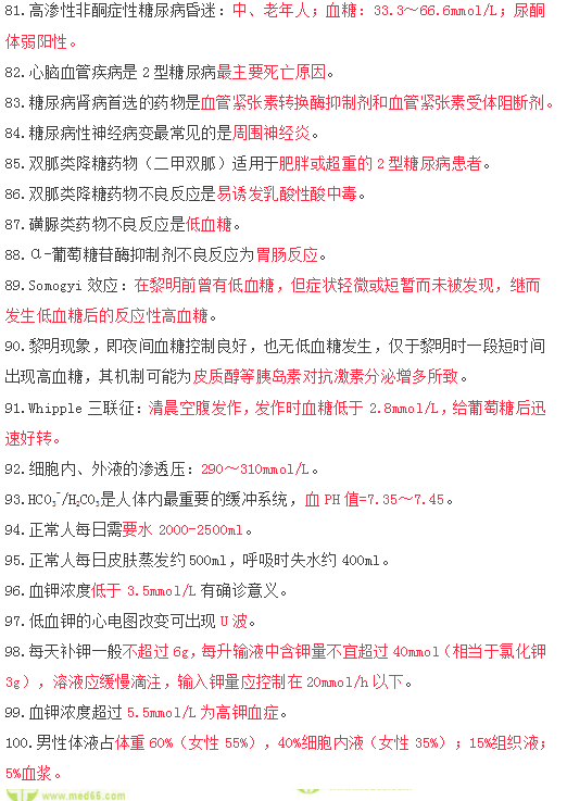 2019年临床执业医师笔试快速**100条考点速记（五）